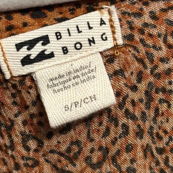 Billabong Caramel Brown Leopard Print Spring Romance Wrap Mini Dress - Picture 5 of 7